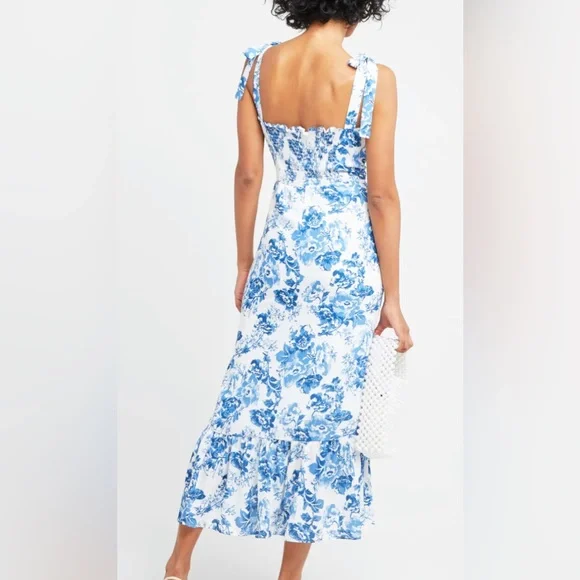 O.p.t. Toile De Jouy Dress, Blue and White Toile, size XS Dresses